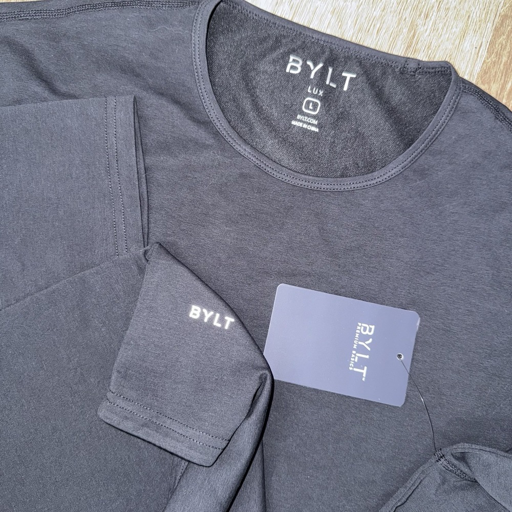 NWT BYLT Lux Classic Fit Long Sleeve Shirt Men's Large Black Performance